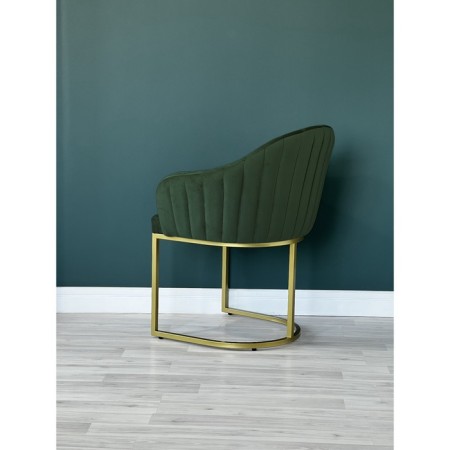 SHELL chair, 56 × 63 × 83 cm, green color, gold frame-1