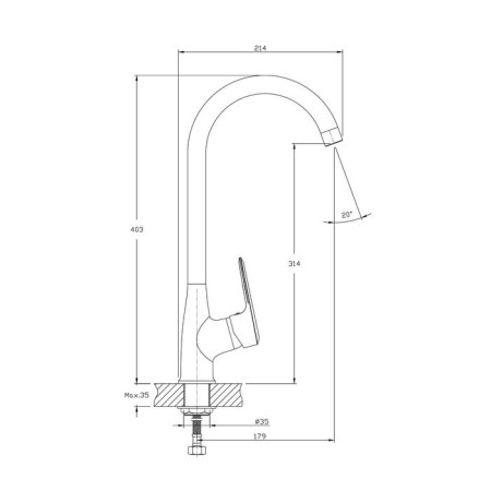 Kitchen mixer Rush Devon De7535-22, single-leaf, chrome-1