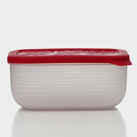 The container is plastic with the lid Flexo, 1.9 l, the color is red-2