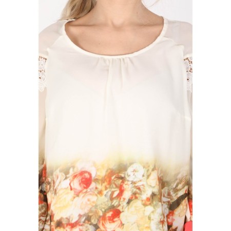 Female blouse, size 42, white color, coral-5