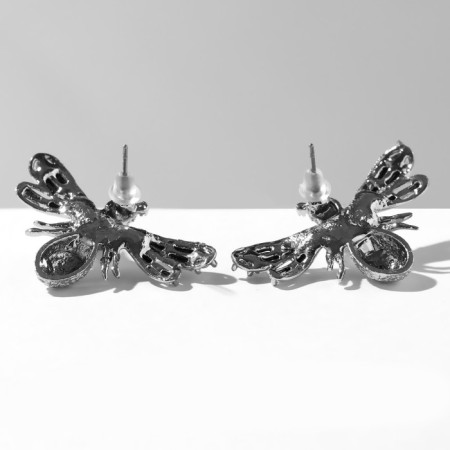 Earrings with pearls "Flies" are fabulous, white color in silver-1