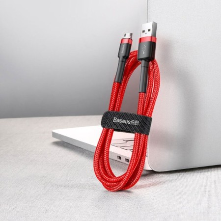 Baseus cable, microUSB - USB, 2.4 A, PVC braid, 1 m, red-6