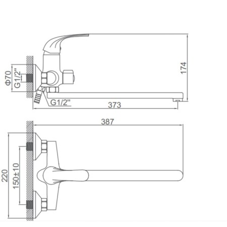 Accoona A7113 bath mixer, single -leaf, pouring 33 cm, with a shower set, chrome-8