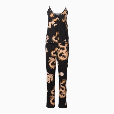 Female set (robe/top/pants), black color, size 48-8