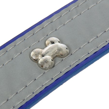 The collar is wide with bones, reflective, 66 x 3.5 cm, Osh 48-58 cm, blue-3
