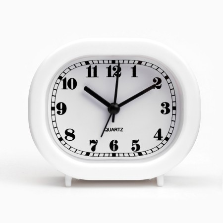 Clock - HELL WITHOULLE "Classic" on legs, discrete move, 10 x 8.5 cm, aa, white