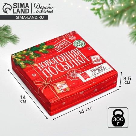 Folding box "New Year's Parcel", 14 x 14 x 3.5 cm, New Year