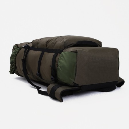 Tourist backpack, 100 l, lightning department, 3 outer pockets, Huntsman, Khaki color-2