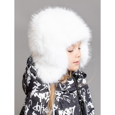 Children's fur cap, size 52, white color-1