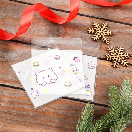 BOPP package with sticky tape, "Korean style", 10*10+3cm mix-4
