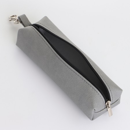 Key of zipper, length 16 cm, ring, carbine, gray color-2