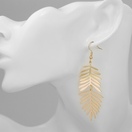 Hanging earrings "ease" of foliage, color gold-3