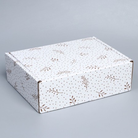 Box Gift team, packaging, "branches", white, 27 x 21 x 9 cm-1