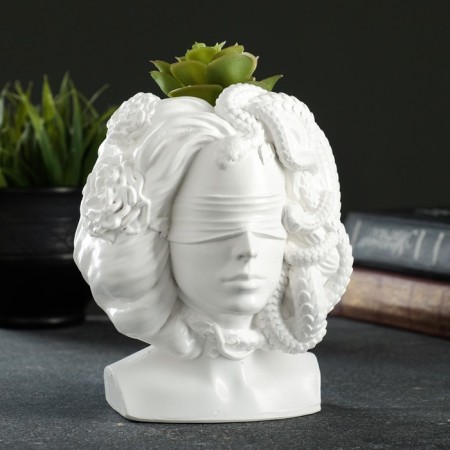 Kashpo - organizer "Gorgon Medusa" Belaya, 12.5x16x10.5cm-1