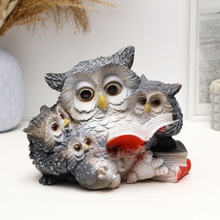 Garden Figure "Owl with Oblits and Book" 17x15cm-4