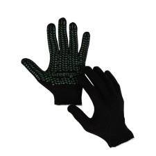 Gloves, x/b, knitting 7 class, 3 threads, with PVC points, size 9, black, set 10 pairs, Greengo