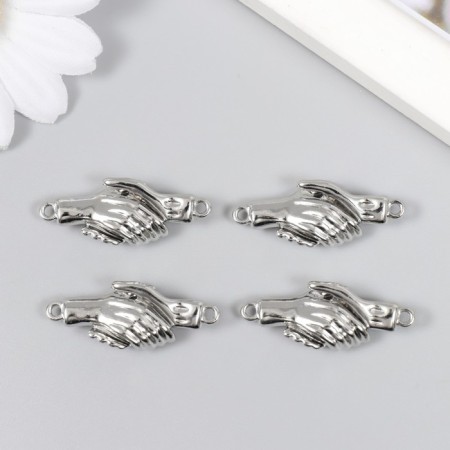 Magnetic metal fastener "Hands" silver 3x1.3 cm-1