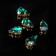 Rhinestones in DSAPs (set 5 pcs.), 6 × 10 mm, emerald color in gold