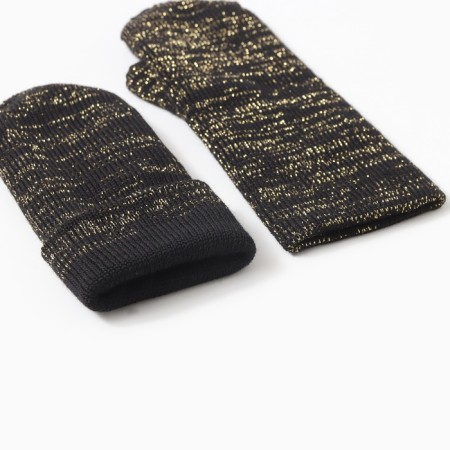 Mittens double manual embroidery, color black, river 18-2