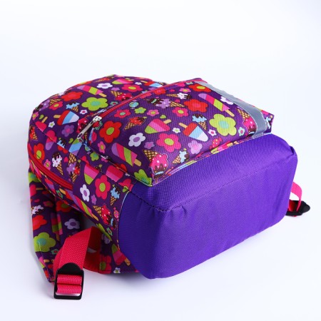 Baby backpack on lightning, external pocket, reflective strip, lilac color-2