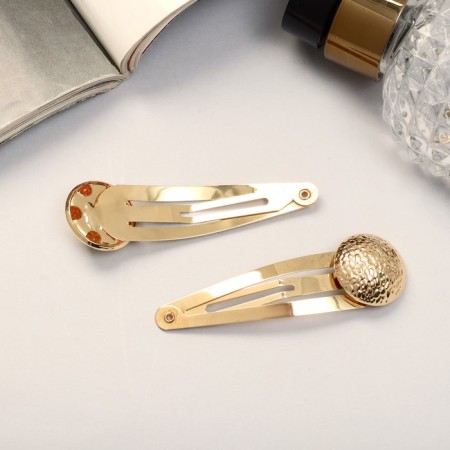 Invisible hair "Amanda" (set 2 pcs) circle, 6.5 cm, gold-1