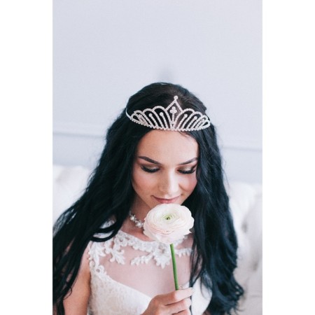 Hair diadem "Grace" droplet, 6 cm, silver-1