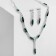 Set 2 objects: earrings, Kilence "Listopad" thin rhombus, green-white color in silver, 45 cm