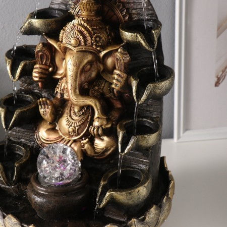 The desktop fountain from the network, the backlight "Ganesha in the Temple" Bronze 40x25x25 cm-5