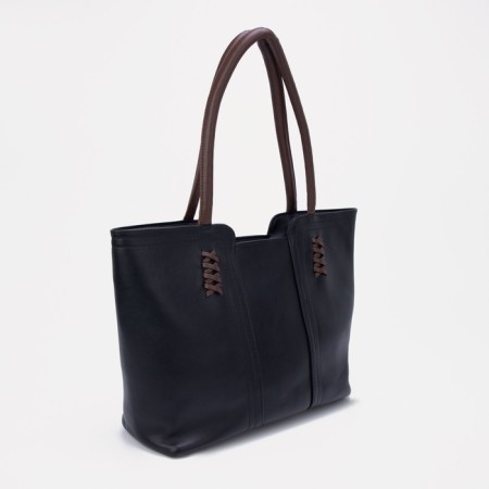 Soper bag with zipper, black color-1