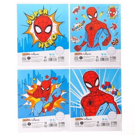 Notebook in a ruler of 12 sheets, 4 types of mix, cover coated paper, spider-man-4