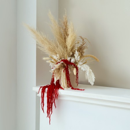 Dry amaranth flowers, 100 g, sheet size: from 50 to 60 cm, red color-1