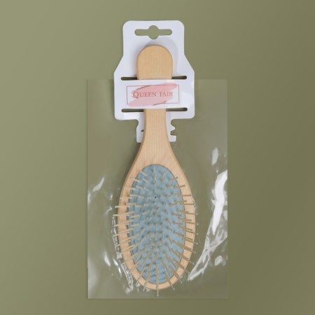 Massage comb, 22 × 7 cm, beige/blue color-3