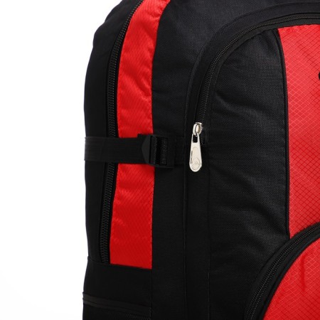 Tourist backpack on lightning, 5 outer pockets, black/red color-7