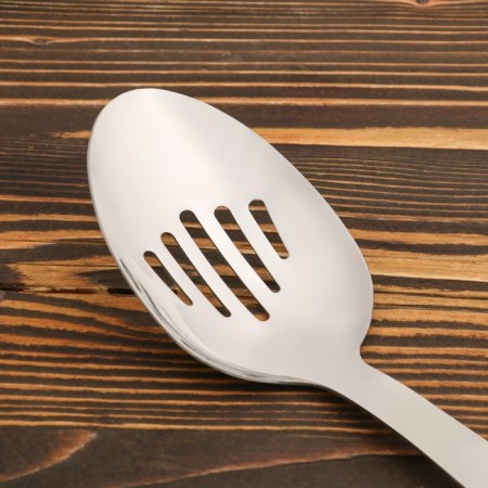 Serving spoon-shumovka with a wooden handle 35 cm, scooped 10x7 cm-3