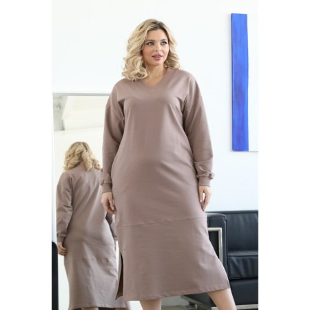 Women's dress, size 48, beige color-3