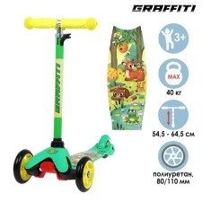 Graffiti scooter “In the forest”, Pu Pu 110/80 mm, ABEC 7, Green color