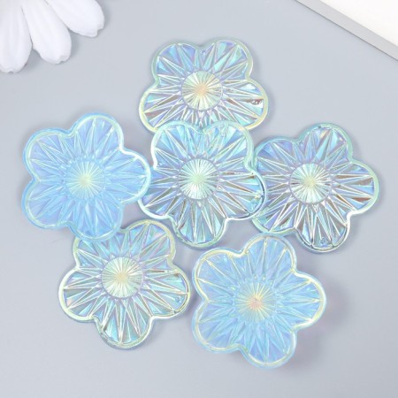 Decor for creativity Plastic "Flower" holography pearl set 6 pcs 3.5x3.5 cm-2
