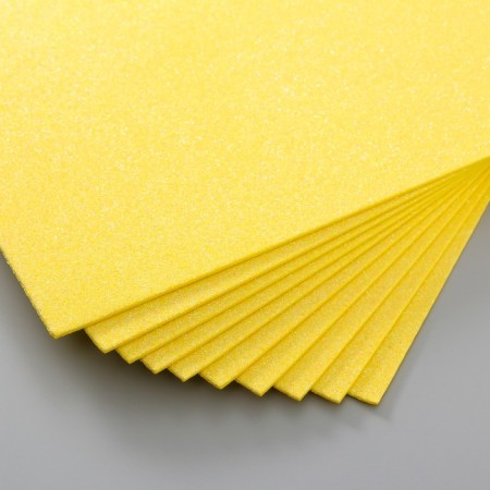 Foamiran glitter 2 mm, 20x30 cm, bright yellow-2