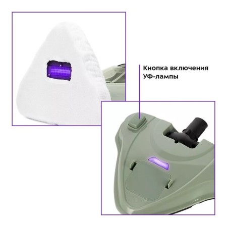 Steam mop KitFort KT-1076, 1300 W, 450 ml, cord 2.8 m, light green-3
