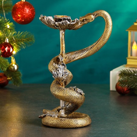 New Year. Symbol 2025. New Year's "Mac and Snake" 11x14x24cm, gold-1
