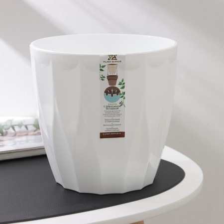 Kashpo for flowers with an insert “flute”, 4.5 l, d = 20 cm, h = 20 cm, white color-4