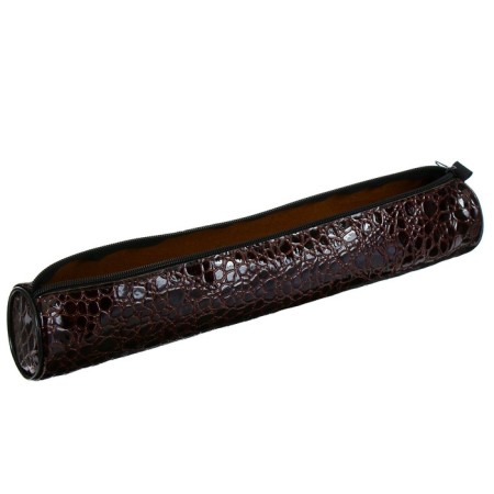 Penal-tobus for brushes, soft, 355 x 65 mm, 7k37, leatherette, reptile print, glossy, brown-2