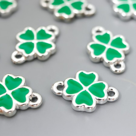 Connector for creativity plastic for metal "Clover" set of 10 pcs 1.8x1.3 cm