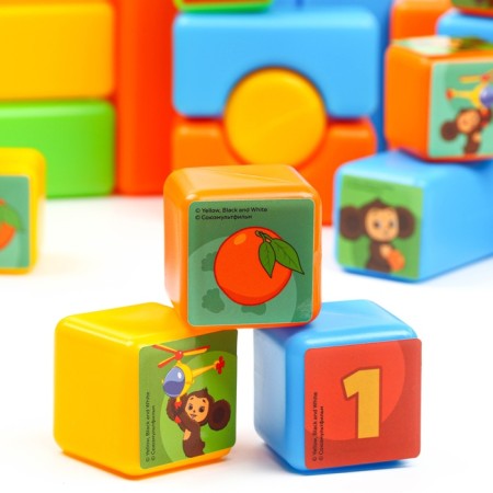 A set of colored cubes, "Cheburashka", 60 elements, 4x4 cm-3