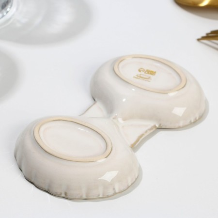 Ceramic “sea shell” saucer, 8.5 x 15 cm., White-blue color-2