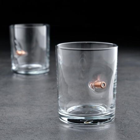 Set "impenetrable. Limited black", curtain with a bullet, 2 cups for whiskey with a bullet-2