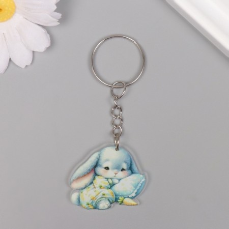 Acryl keychain "Baby Bunny in a pajamas falls asleep" 2.9x3.4x0.3 cm