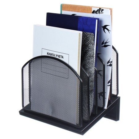 Papers stand, table, 5 departments, mesh, metal, black-4