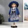Doll Collectible Ceramics "Stasya in a blue striped dress and blue jacket" 40 cm