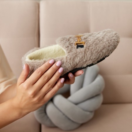 Women's slippers 37, beige color-15
